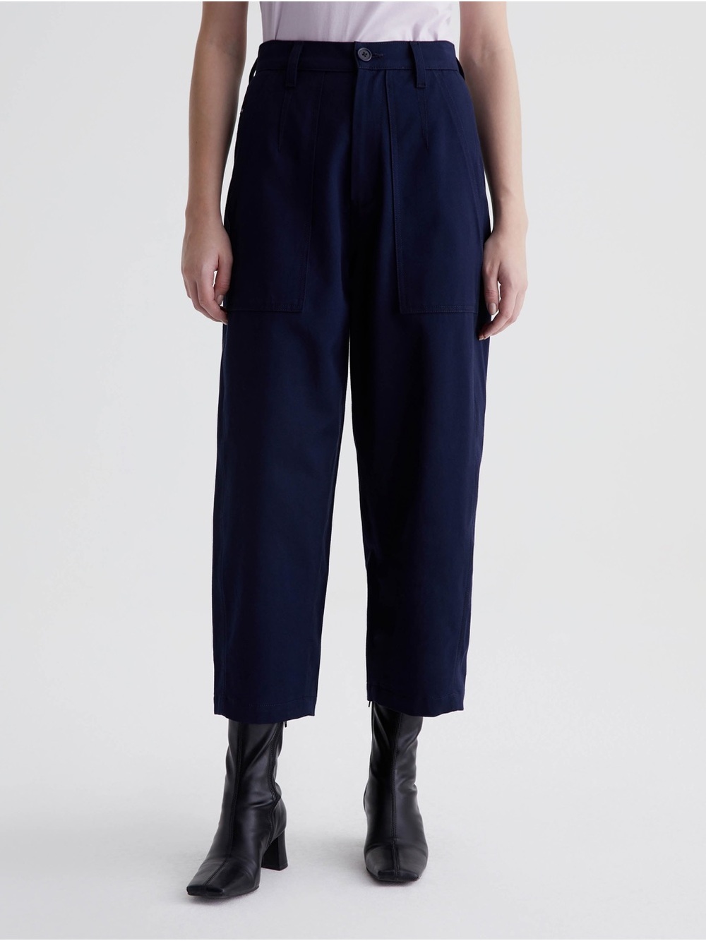AG Camille Navy Wide Leg Utility Pants Cropped High Rise Size 30